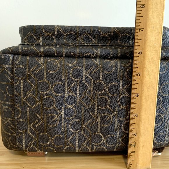 Large Brown Monogram Calvin Klein Backpack - Picture 6 of 7